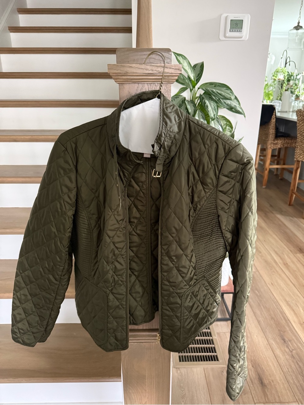 Banana Republic Quilted Olive Puffer Jacket